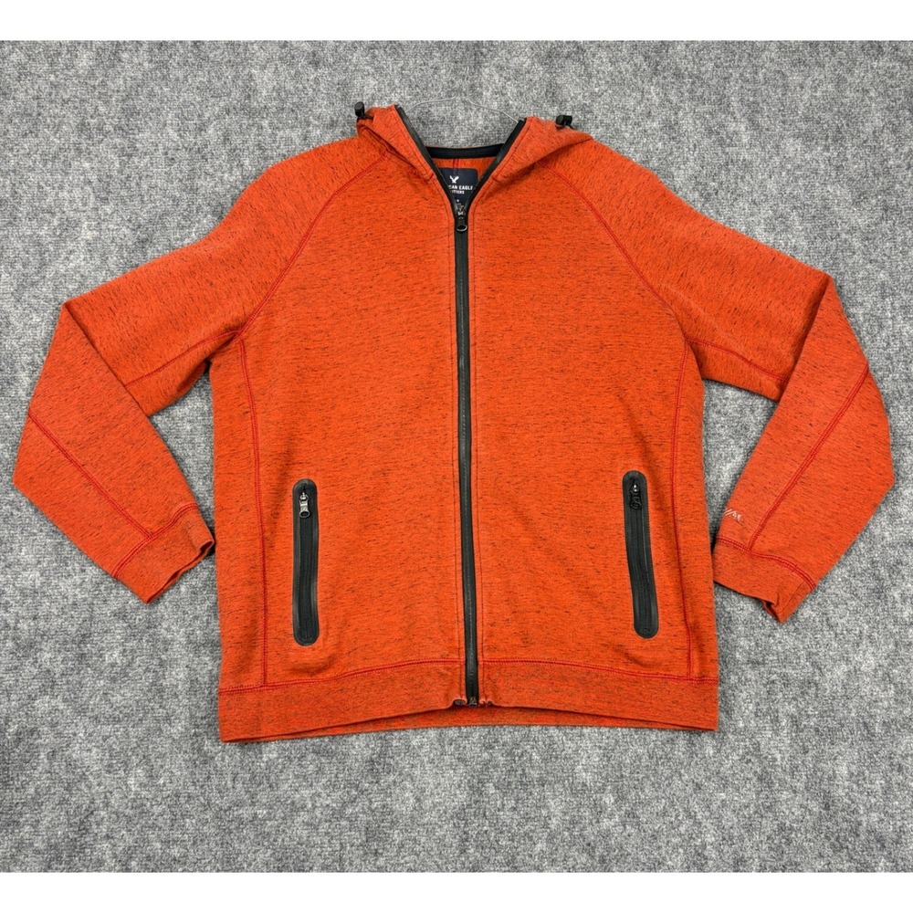 American Eagle Outfitters Active Flex Hoodie Mens Medium Orange Marl Zip Up